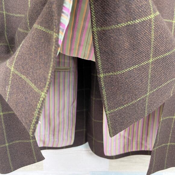 TailorByrd Flannel Windowpane Sport Coat Brown Wool Ticket Pocket Mens Large - Picture 7 of 8